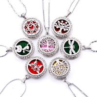 Zinc Alloy Aromatherapy Necklace plated for woman & with rhinestone & hollow nickel lead & cadmium free 22mm Length Approx 24.6 Inch Sold By PC