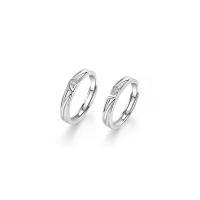 Pár prsteny, 925 Sterling Silver, platinové barvy á, Nastavitelný & otevřeno & různé styly pro výběr & s drahokamu, Prodáno By PC