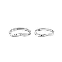 Couple Finger Rings, 925 Sterling Silver, platinum color plated, Adjustable & open & different styles for choice & with rhinestone, Sold By PC