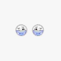 925 Sterling Silver Stud Earrings with Lampwork platinum color plated for woman & hollow Sold By Pair