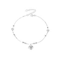 Fashion Sterling Silver Anklet, 925 Sterling Silver, with 1.57 inch extender chain, platinum color plated, for woman, Length:Approx 7.48 Inch, Sold By PC