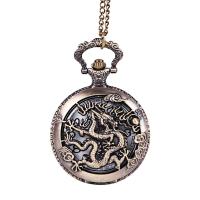 Pocket Watch, Tibetan Style, with Plastic, antique brass color plated, waterproofless & Unisex, 46x16mm, Length:Approx 16.92 Inch, 10PCs/Lot, Sold By Lot