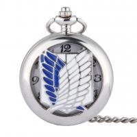 Pocket Watch, Tibetan Style, with Plastic, silver color plated, waterproofless & Unisex, 50x20mm, Length:Approx 16.92 Inch, 10PCs/Lot, Sold By Lot