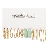 Zinklegierung Ohrring-Set, mit Kunststoff Perlen & Acryl, 6 Stück & Modeschmuck & für Frau, goldfarben, frei von Nickel, Blei & Kadmium, verkauft von setzen