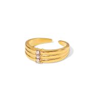 Rhinestone-Edelstahl -Finger-Ring, 304 Edelstahl, Modeschmuck & für Frau & mit Strass, goldfarben, 18x6mm, verkauft von PC