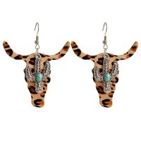 Earring Jewelry, Cowhide, with turquoise & Tibetan Style, fashion jewelry & for woman, more colors for choice, 65mm, Sold By Pair