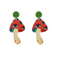 Acrylic Jewelry Earring with Iron mushroom fashion jewelry & for woman 75mm Sold By Pair