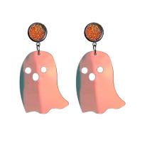 Acrylic Jewelry Earring with Resin & 304 Stainless Steel fashion jewelry & Halloween Jewelry Gift & for woman 60mm Sold By Pair