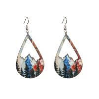 Wood Earring with Iron fashion jewelry & for woman 80mm Sold By Pair