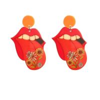 Acrylic Jewelry Earring with Iron Lip fashion jewelry & for woman 64mm Sold By Pair