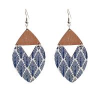 Wood Earring with Iron fashion jewelry & for woman 90mm Sold By Pair