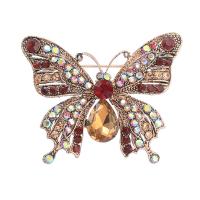 Rhinestone Brooch, Tibetan Style, Butterfly, fashion jewelry & for woman & with glass rhinestone & with rhinestone, more colors for choice, 39x50mm, Sold By PC