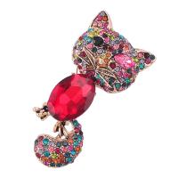 Rhinestone Brooch, Tibetan Style, Cat, fashion jewelry & for woman & with glass rhinestone & with rhinestone, more colors for choice, 50x26mm, Sold By PC