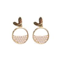 Boucles d'oreilles en alliage de zinc, avec perle de plastique, coeur, bijoux de mode & pour femme, 30mm, Vendu par paire