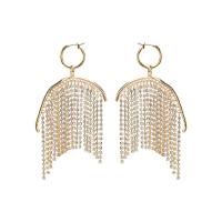 Fashion Fringe Earrings Zinc Alloy fashion jewelry & for woman & with rhinestone 80mm Sold By Pair