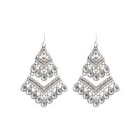 Rhinestone Earring Zinc Alloy with Brass plated fashion jewelry & for woman & with rhinestone 70mm Sold By Pair