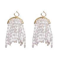Fashion Fringe Earrings, Tibetan Style, with Shell Pearl, plated, fashion jewelry & for woman, 100x40mm, Sold By Pair