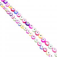 Perles de bijoux mode Evil Eye, coquille d'eau douce, Rond, DIY & normes différentes pour le choix & émail & double face, couleurs mélangées, Longueur 38 cm, Vendu par PC