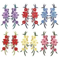 Sewing on Patch, Polyester, Flower, Embroidery, for woman, more colors for choice, 330x120mm, Sold By PC