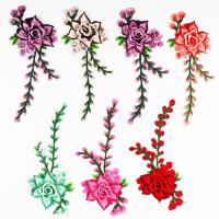Sewing on Patch, Polyester, Flower, Embroidery, for woman, more colors for choice, 100x240mm, Sold By PC