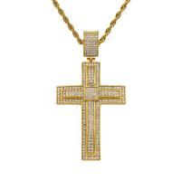 Stainless Steel Cross Pendants, 316 Stainless Steel, Vacuum Ion Plating, Unisex & with rhinestone, golden, 47x89mm, Sold By PC