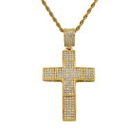 Stainless Steel Cross Pendants 316 Stainless Steel Vacuum Ion Plating Unisex & with rhinestone golden Sold By PC