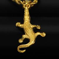 Stainless Steel Animal Pendants, 316 Stainless Steel, Crocodile, Vacuum Ion Plating, Unisex, golden, 20x41mm, Sold By PC