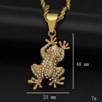 Stainless Steel Animal Pendants 316 Stainless Steel Frog Vacuum Ion Plating Unisex & with rhinestone golden Sold By PC