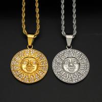 Stainless Steel Pendants 316 Stainless Steel Sun Vacuum Ion Plating Unisex & with rhinestone 33mm Sold By PC