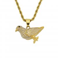 Stainless Steel Animal Pendants 316 Stainless Steel Dove Vacuum Ion Plating Unisex & with rhinestone golden Sold By PC