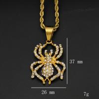 Stainless Steel Animal Pendants 316 Stainless Steel Spider Vacuum Ion Plating Unisex & with rhinestone golden Sold By PC