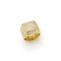 Rhinestone-Edelstahl -Finger-Ring, 316 Edelstahl, Quadrat, unisex & verschiedene Größen vorhanden & mit Strass, keine, 19mm, verkauft von PC