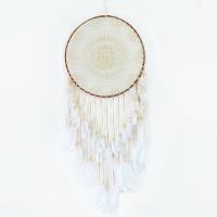 Fashion Dream Catcher, Feather, with Cotton Thread & Wood, handmade, hanging, brown, 400x1050mm, Sold By PC