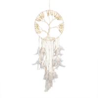 Mode Dreamcatcher, Feather, med Bomuldsgarn & Træ & Jern, Tree of Life, håndlavet, Hængende, hvid, 210x760mm, Solgt af PC