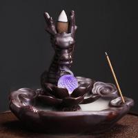 Backflow Incense Burner Porcelain handmade for home and office & durable & with LED light & multifunctional Sold By PC