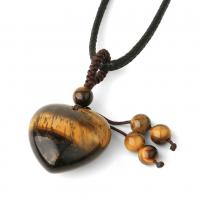 Natural Gemstone Necklace with Wax Cord Heart fashion jewelry & Unisex Length Approx 20.08 Inch Sold By PC