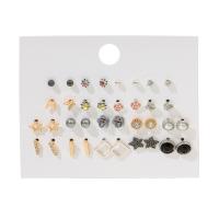 Zinc Alloy Stud Earring with Plastic Pearl & Iron & Acrylic plated fashion jewelry & for woman mixed colors nickel lead & cadmium free Sold By Set