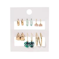 Zinc Alloy Stud Earring with Resin & Iron & Acrylic gold color plated fashion jewelry & for woman mixed colors nickel lead & cadmium free Sold By Set