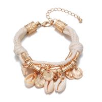 Shell Jewelry Bracelet, Tibetan Style, with Cotton Thread & Shell, with 5cm extender chain, gold color plated, fashion jewelry & adjustable & for woman, golden, nickel, lead & cadmium free, Length:20 cm, Sold By PC