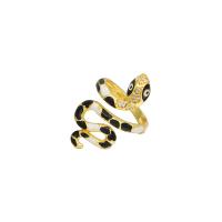 Cubic Zirconia Micro Pave Brass Ring, Snake, 18K gold plated, fashion jewelry & for woman & enamel, more colors for choice, nickel, lead & cadmium free, 30x18mm, Sold By PC