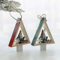 Wood Christmas Hanging Ornaments, Triangle, brushwork, Different Shape for Choice & Christmas jewelry, more colors for choice, 80x107mm, Sold By PC