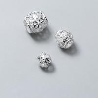 925 Sterling Silver Spacer Bead silver color plated & hollow silver color Sold By PC