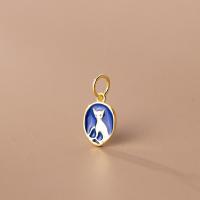 925 Sterling Silver Pendant, plated, enamel, more colors for choice, 10.80x7.70mm, Sold By PC