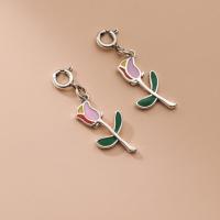 925 Sterling Silver Pendant Rose enamel multi-colored Sold By PC