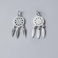 925 Sterling Silver Pendant Dream Catcher plated hollow Sold By PC