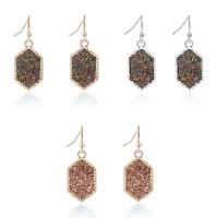 Crystal Earrings, Tibetan Style, with Crystal, Hexagon, plated, fashion jewelry & for woman, more colors for choice, 12x18mm, Sold By Pair