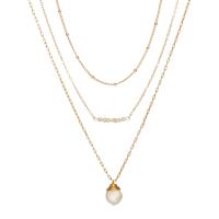 Multi слой ожерелье, цинковый сплав, с Ракушка & Пластиковая жемчужина, плакирован золотом, три слоя & разные стили для выбора & Женский, длина:Приблизительно 14.9 дюймовый, Приблизительно 17.7 дюймовый, Приблизительно 23.6 дюймовый, продается PC