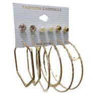 Zinklegierung Ohrringe, mit ABS-Kunststoff-Perlen & Eisen, plattiert, für Frau & mit Strass, keine, 8mm, 30-70mm, verkauft von setzen