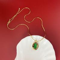 Akryl Halskæde, Messing, med Akryl, med 1.96inch extender kæde, Oval, guldfarve belagt, mode smykker & for kvinde, Længde Ca. 16.5 inch, Solgt af PC
