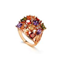Cubic Zircon Brass Finger Ring, Tibetan Style, rose gold color plated, different size for choice & micro pave cubic zirconia & for woman, nickel, lead & cadmium free, US Ring Size:6-9, Sold By PC